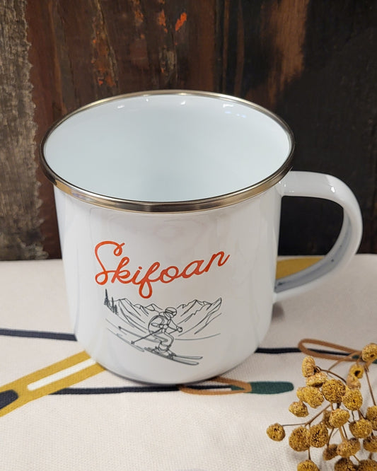 Emaille Tasse "Skifoan"