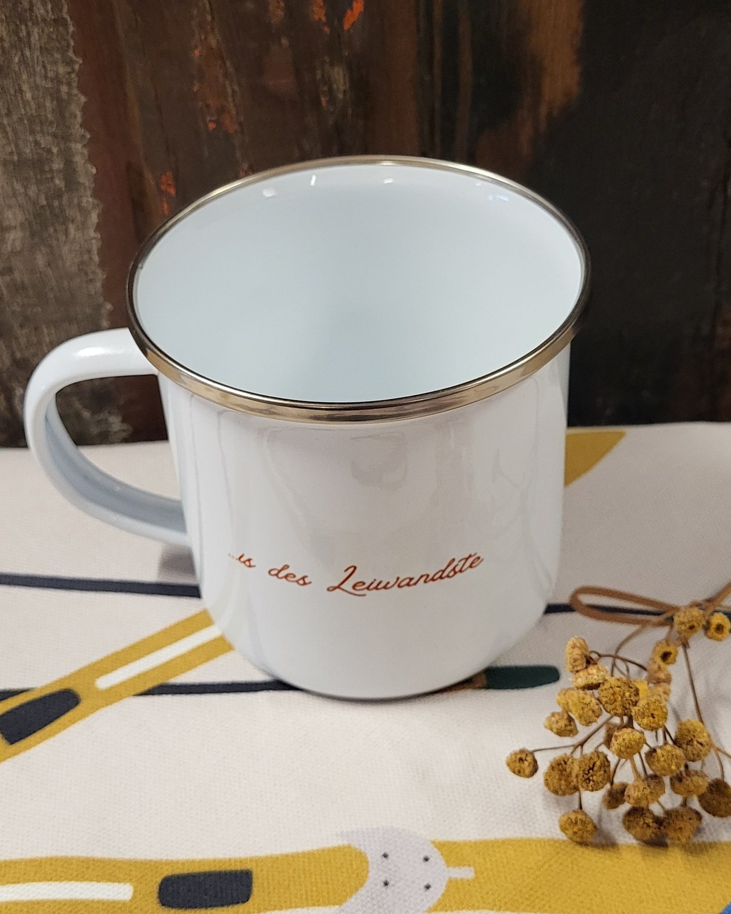 Emaille Tasse "Skifoan"