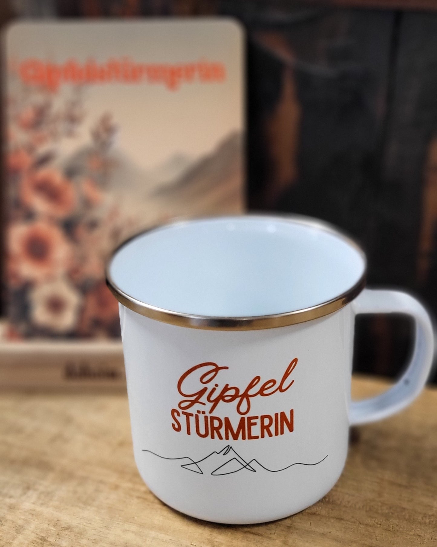 Emaille Tasse "Gipfelstürmerin"