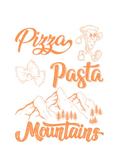 Postkarte PIZZA PASTA MOUNTAINS